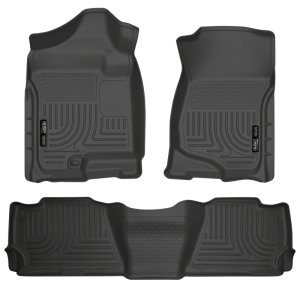 Chevrolet Suburban Floor Liners - Front + 2nd Row - Husky Liners - WeatherBeater - Black - `07-`13